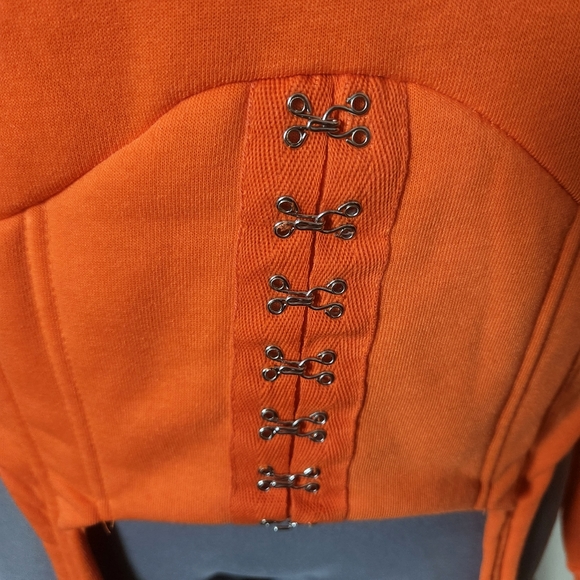 CORSET STYLE ☆ ORANGE ☆ CROPPED HOODIE ☆ NWT - Picture 3 of 13